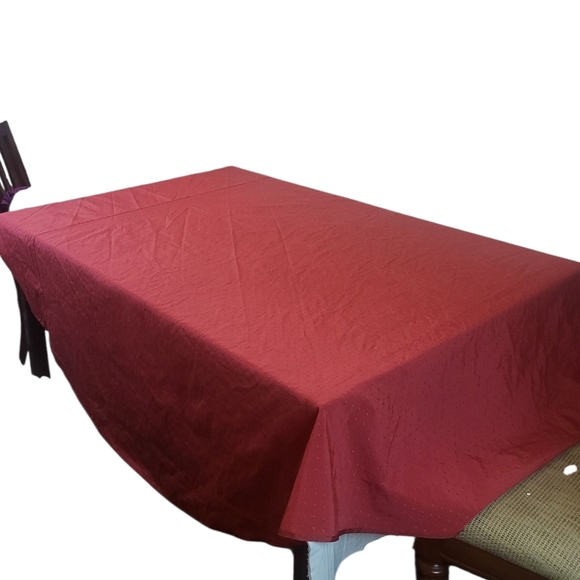 Ruby Red Textured Tablecloth with Subtle Diamond Pattern - Picture 1 of 4